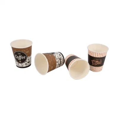 Einweg-Pappbecher, der verdicktes Material verarbeitet, Kaffee-Milch-Tee-Becher kann mit Logo-Textmuster-Pappbecher bedruckt werden